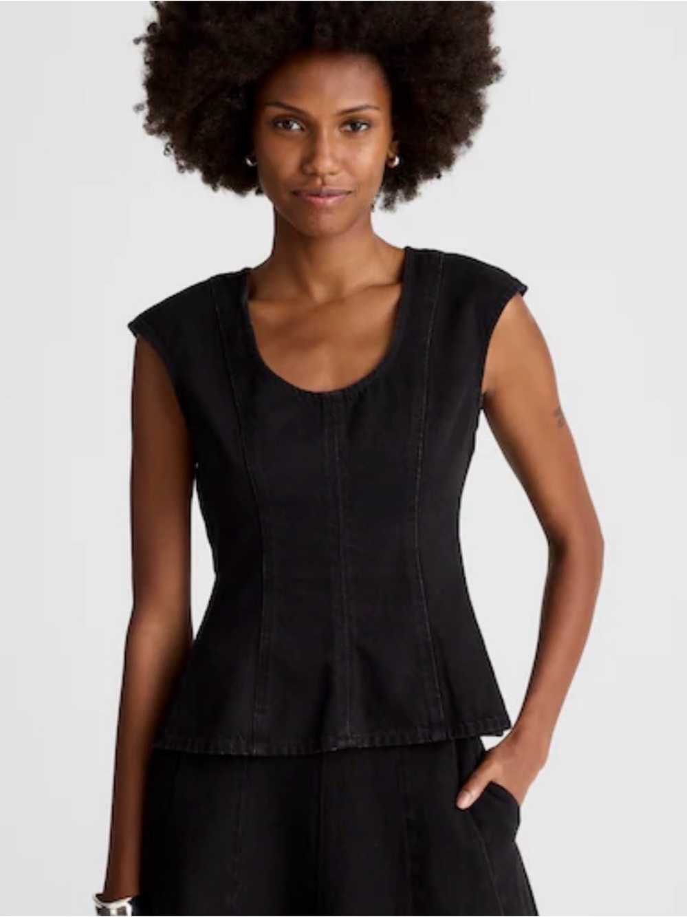 MADEWELL Airy Denim Seamed Scoopneck Top